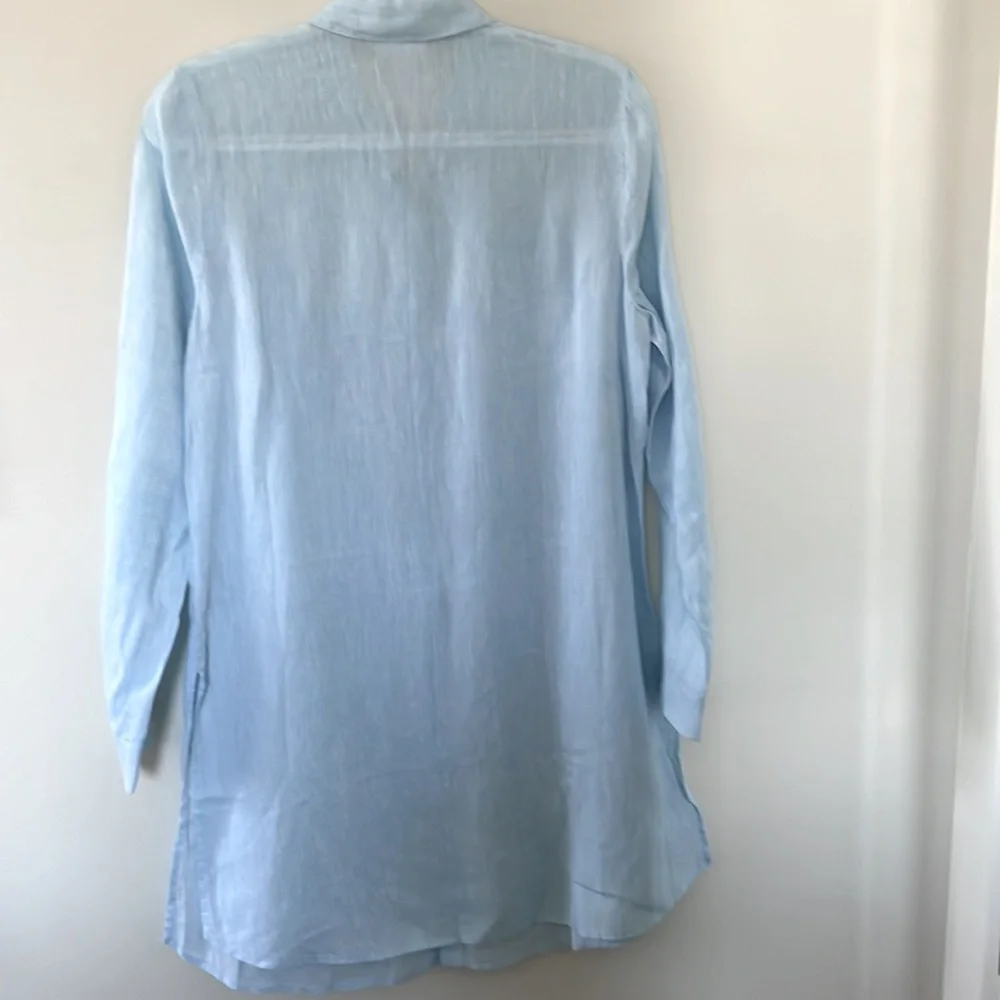 J Jill- blue long linen shirt- small - Picture 6 of 9